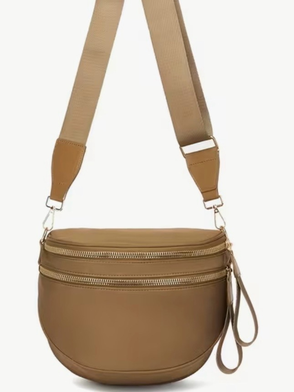 Tan Crossbody Bag with Wide Strap - Unbranded Brand New